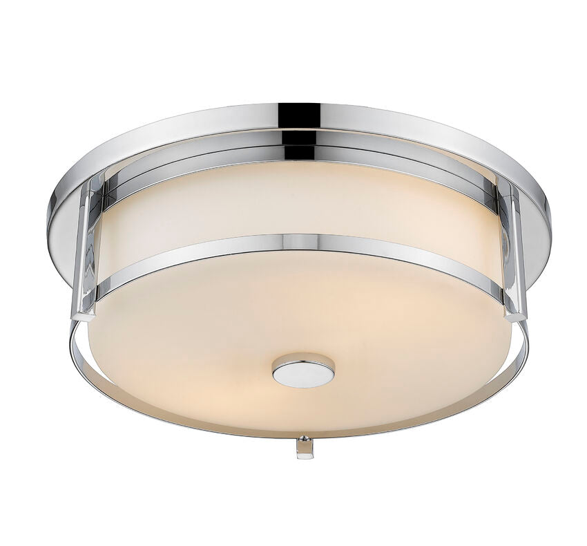 Z-Lite Savannah 16" 3-Light Chrome Flush Mount Lighting With Matte Opal Glass Shade