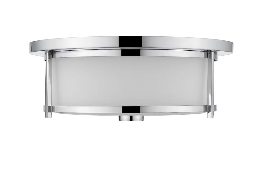 Z-Lite Savannah 16" 3-Light Chrome Flush Mount Lighting With Matte Opal Glass Shade