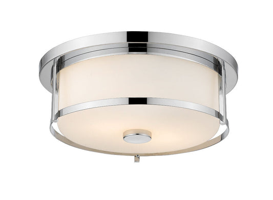 Z-Lite Savannah 16" 3-Light Chrome Flush Mount Lighting With Matte Opal Glass Shade