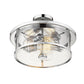 Z-Lite Savannah 16" 3-Light Chrome Semi Flush Mount With Clear Glass Shade