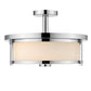 Z-Lite Savannah 16" 3-Light Chrome Semi Flush Mount With Matte Opal Glass Shade