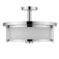 Z-Lite Savannah 16" 3-Light Chrome Semi Flush Mount With Matte Opal Glass Shade