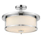 Z-Lite Savannah 16" 3-Light Chrome Semi Flush Mount With Matte Opal Glass Shade