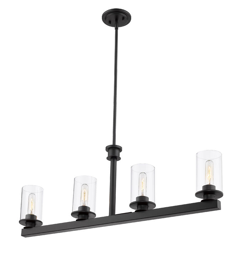Z-Lite Savannah 4" 4-Light Bronze Island Light With Clear Glass Shade