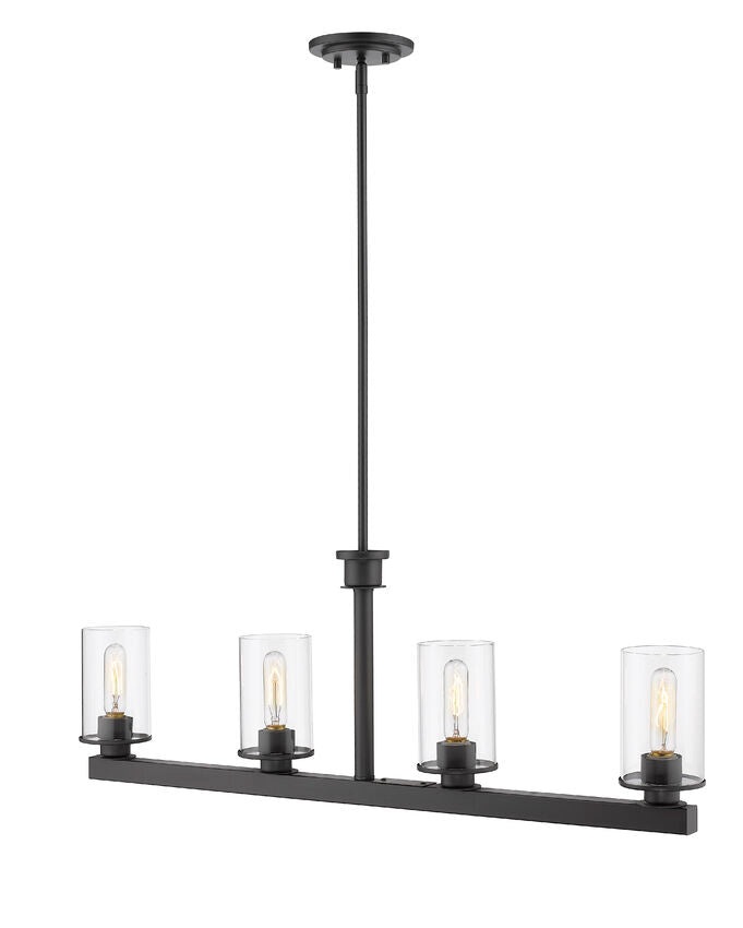 Z-Lite Savannah 4" 4-Light Bronze Island Light With Clear Glass Shade