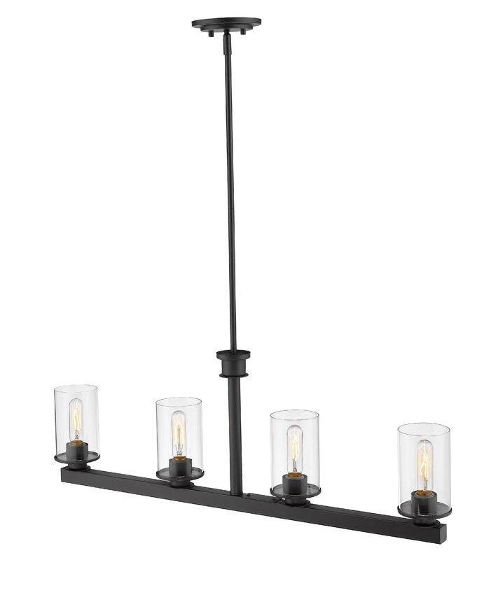 Z-Lite Savannah 4" 4-Light Bronze Island Light With Clear Glass Shade