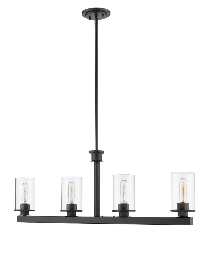 Z-Lite Savannah 4" 4-Light Bronze Island Light With Clear Glass Shade