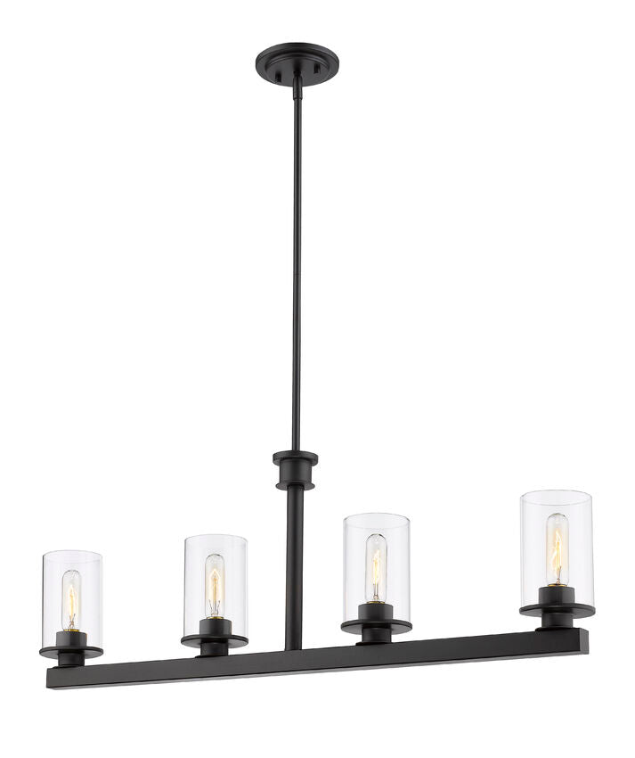 Z-Lite Savannah 4" 4-Light Bronze Island Light With Clear Glass Shade