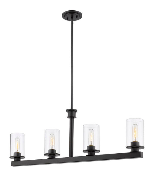Z-Lite Savannah 4" 4-Light Bronze Island Light With Clear Glass Shade