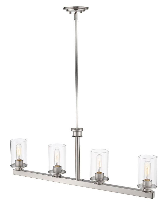 Z-Lite Savannah 4" 4-Light Brushed Nickel Island Light With Clear Glass Shade