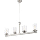 Z-Lite Savannah 4" 4-Light Brushed Nickel Island Light With Clear Glass Shade