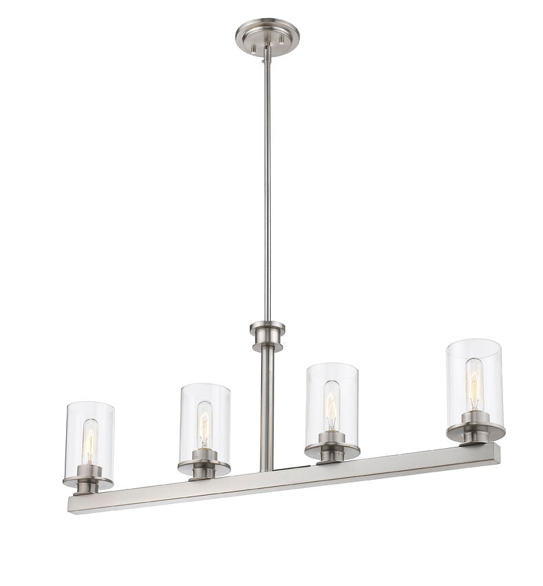 Z-Lite Savannah 4" 4-Light Brushed Nickel Island Light With Clear Glass Shade
