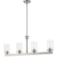 Z-Lite Savannah 4" 4-Light Brushed Nickel Island Light With Clear Glass Shade