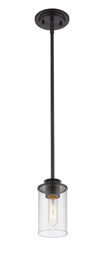 Z-Lite Savannah 5" 1-Light Bronze Mini Pendant Light With Clear Glass Shade