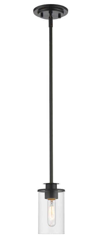 Z-Lite Savannah 5" 1-Light Bronze Mini Pendant Light With Clear Glass Shade