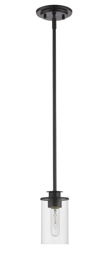 Z-Lite Savannah 5" 1-Light Bronze Mini Pendant Light With Clear Glass Shade