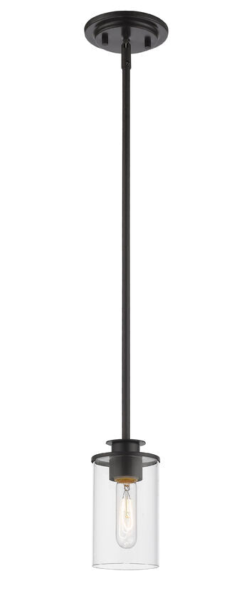 Z-Lite Savannah 5" 1-Light Bronze Mini Pendant Light With Clear Glass Shade