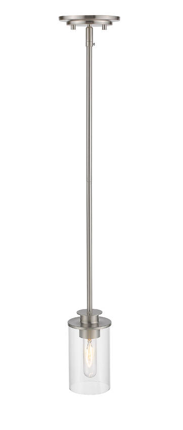 Z-Lite Savannah 5" 1-Light Brushed Nickel Mini Pendant Light With Clear Glass Shade