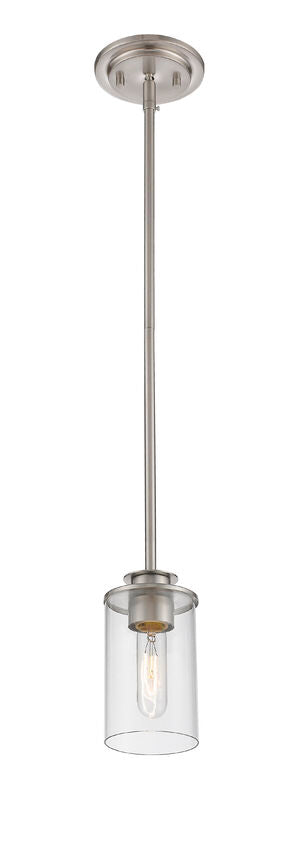 Z-Lite Savannah 5" 1-Light Brushed Nickel Mini Pendant Light With Clear Glass Shade