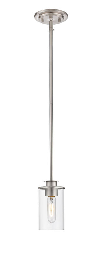 Z-Lite Savannah 5" 1-Light Brushed Nickel Mini Pendant Light With Clear Glass Shade