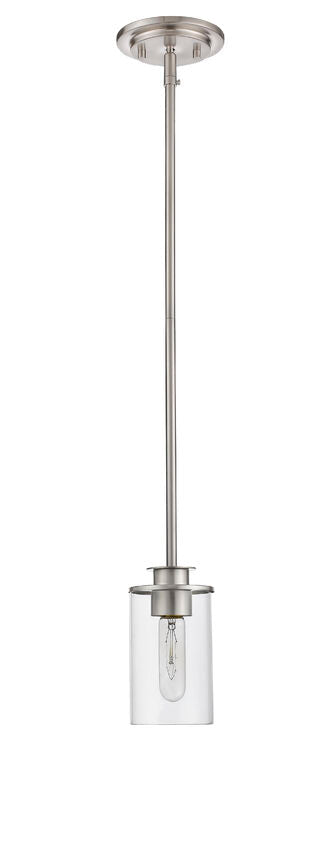 Z-Lite Savannah 5" 1-Light Brushed Nickel Mini Pendant Light With Clear Glass Shade
