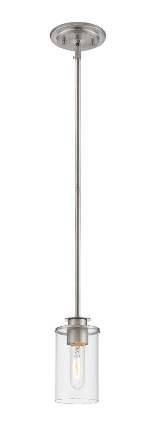 Z-Lite Savannah 5" 1-Light Brushed Nickel Mini Pendant Light With Clear Glass Shade