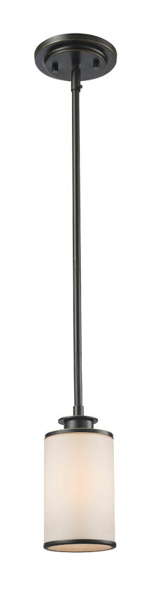 Z-Lite Savannah 5" 1-Light Olde Bronze Mini Pendant Light With Matte Opal Glass Shade