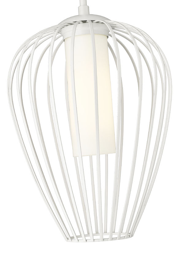 Z-Lite Savanti 12" 1-Light Tundra White Steel and White Opal Glass Shade Pendant Light
