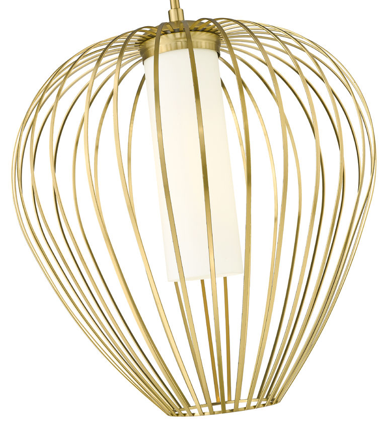 Z-Lite Savanti 18" 1-Light Modern Gold Steel and White Opal Glass Shade Pendant Light