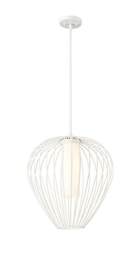Z-Lite Savanti 18" 1-Light Tundra White Steel and White Opal Glass Shade Pendant Light