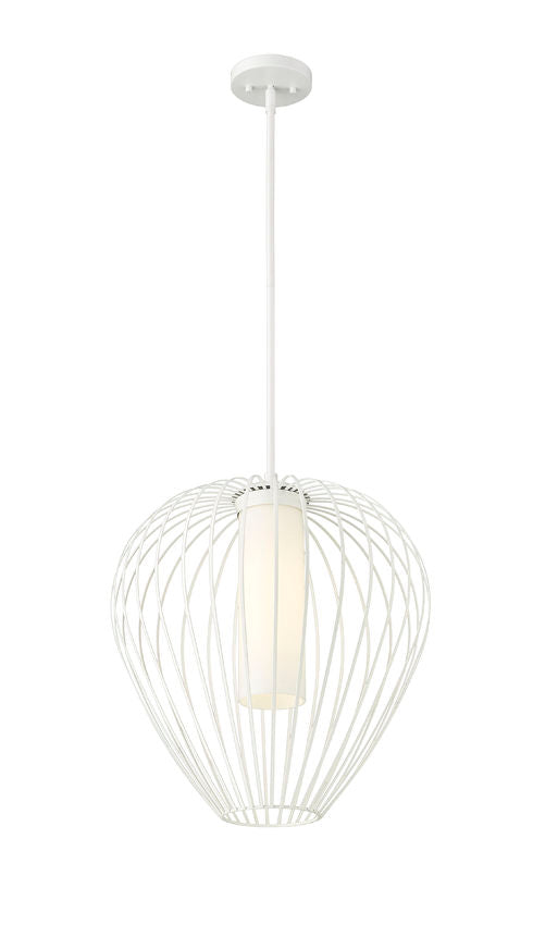 Z-Lite Savanti 18" 1-Light Tundra White Steel and White Opal Glass Shade Pendant Light