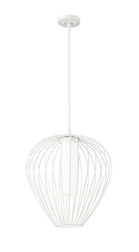 Z-Lite Savanti 18" 1-Light Tundra White Steel and White Opal Glass Shade Pendant Light