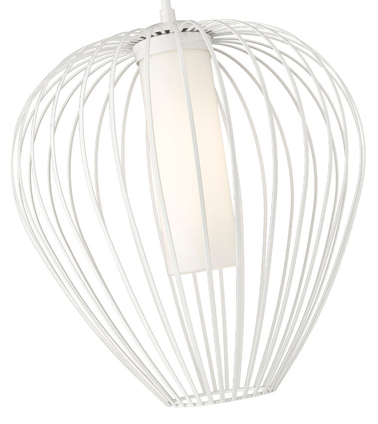 Z-Lite Savanti 18" 1-Light Tundra White Steel and White Opal Glass Shade Pendant Light