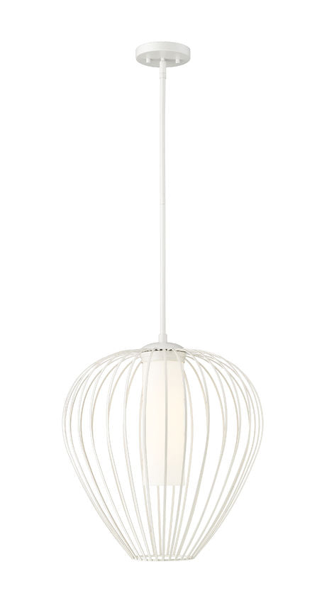 Z-Lite Savanti 18" 1-Light Tundra White Steel and White Opal Glass Shade Pendant Light