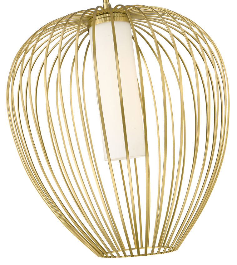 Z-Lite Savanti 22" 1-Light Modern Gold Steel and White Opal Glass Shade Pendant Light