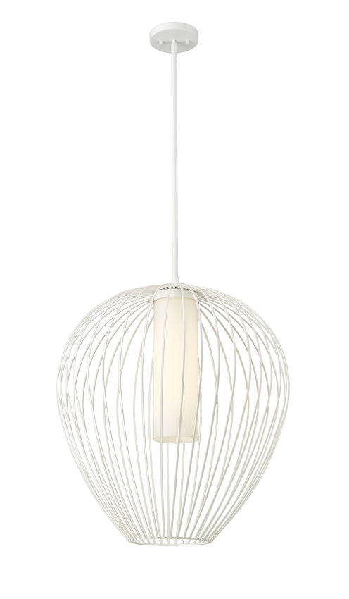 Z-Lite Savanti 22" 1-Light Tundra White Steel and White Opal Glass Shade Pendant Light