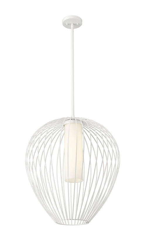 Z-Lite Savanti 22" 1-Light Tundra White Steel and White Opal Glass Shade Pendant Light