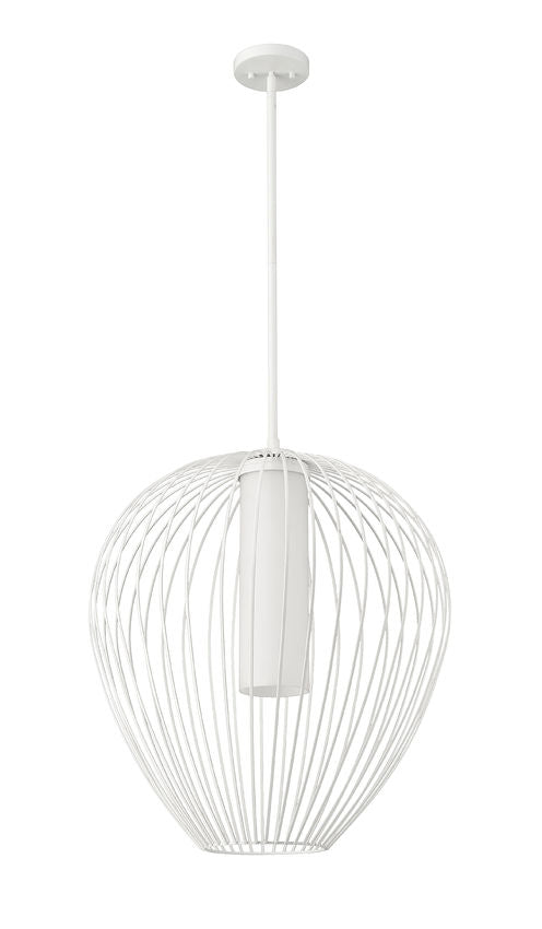 Z-Lite Savanti 22" 1-Light Tundra White Steel and White Opal Glass Shade Pendant Light