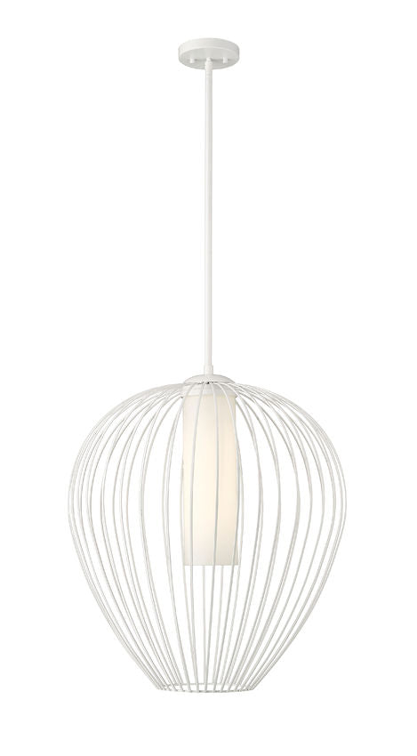 Z-Lite Savanti 22" 1-Light Tundra White Steel and White Opal Glass Shade Pendant Light