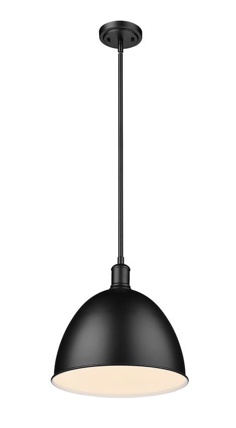 Z-Lite Sawyer 13" 1-Light Matte Black Iron Pendant Light