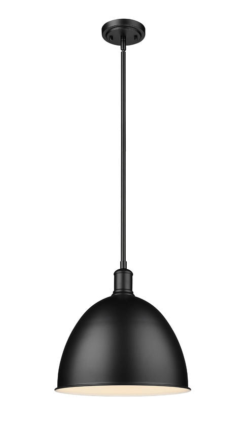 Z-Lite Sawyer 13" 1-Light Matte Black Iron Pendant Light