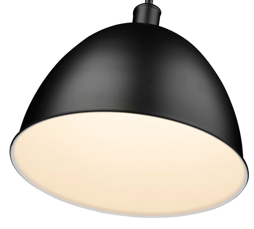 Z-Lite Sawyer 13" 1-Light Matte Black Iron Pendant Light