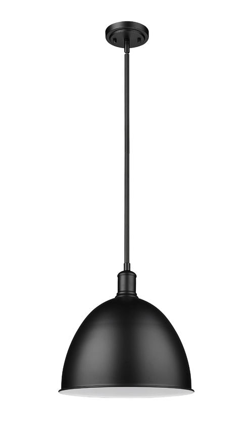 Z-Lite Sawyer 13" 1-Light Matte Black Iron Pendant Light