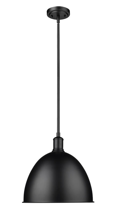 Z-Lite Sawyer 13" 1-Light Matte Black Iron Pendant Light