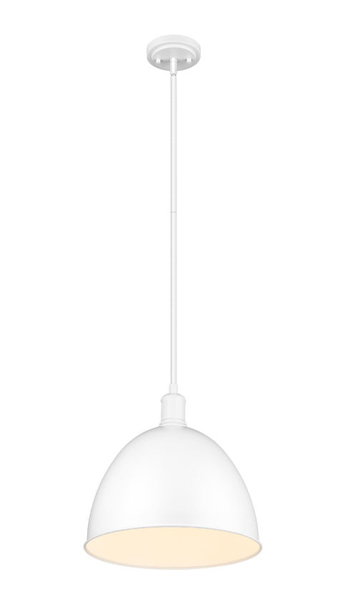 Z-Lite Sawyer 13" 1-Light Satin White Iron Pendant Light