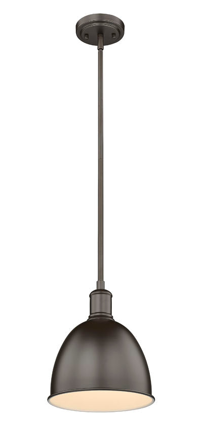 Z-Lite Sawyer 9" 1-Light Bronze Iron Pendant Light