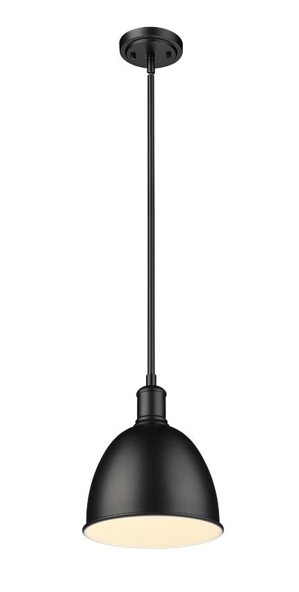Z-Lite Sawyer 9" 1-Light Matte Black Iron Pendant Light
