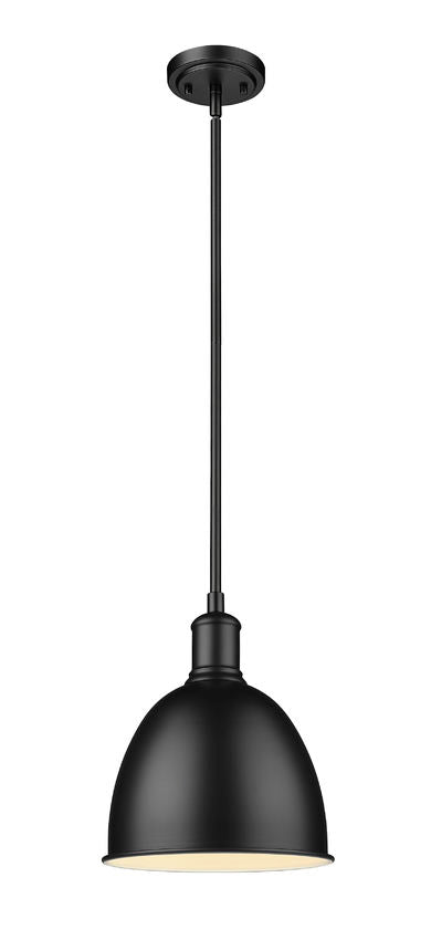 Z-Lite Sawyer 9" 1-Light Matte Black Iron Pendant Light