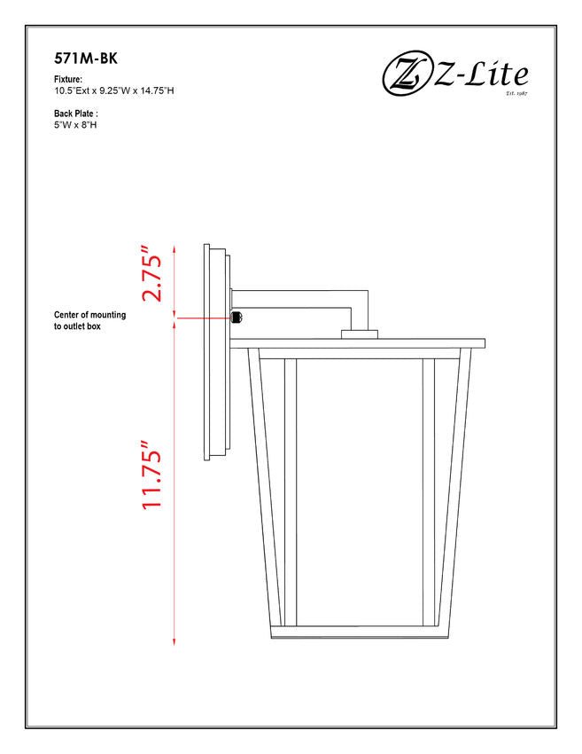Z-Lite Seoul 10" 2-Light Black Outdoor Wall Sconce With Clear Glass Shade