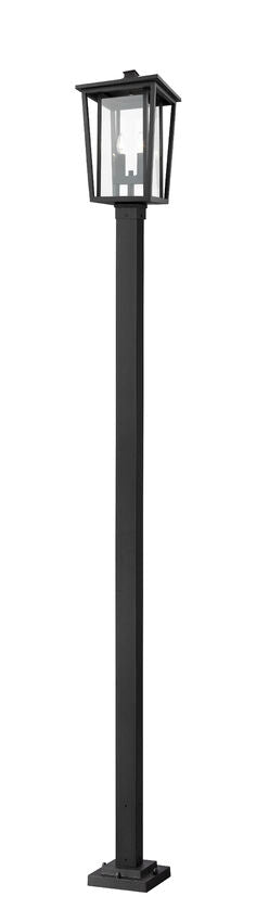Z-Lite Seoul 11" W x 113" H 2-Light Black Aluminum Frame Clear Glass Shade Outdoor Post Mounted Fixture